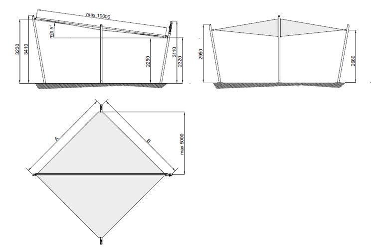 Voile d'ombrage rectangulaire Kheope - modèle K1 